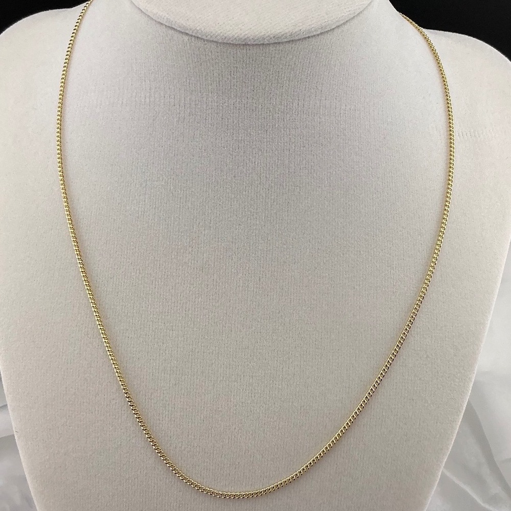 Gold Tone Curb Chain Necklace Dainty Polished Link Minimalist Lobster Clasp
